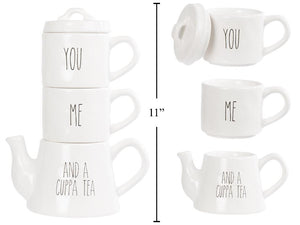 Ceramic 3pc Tea Set - Modern Farmhouse