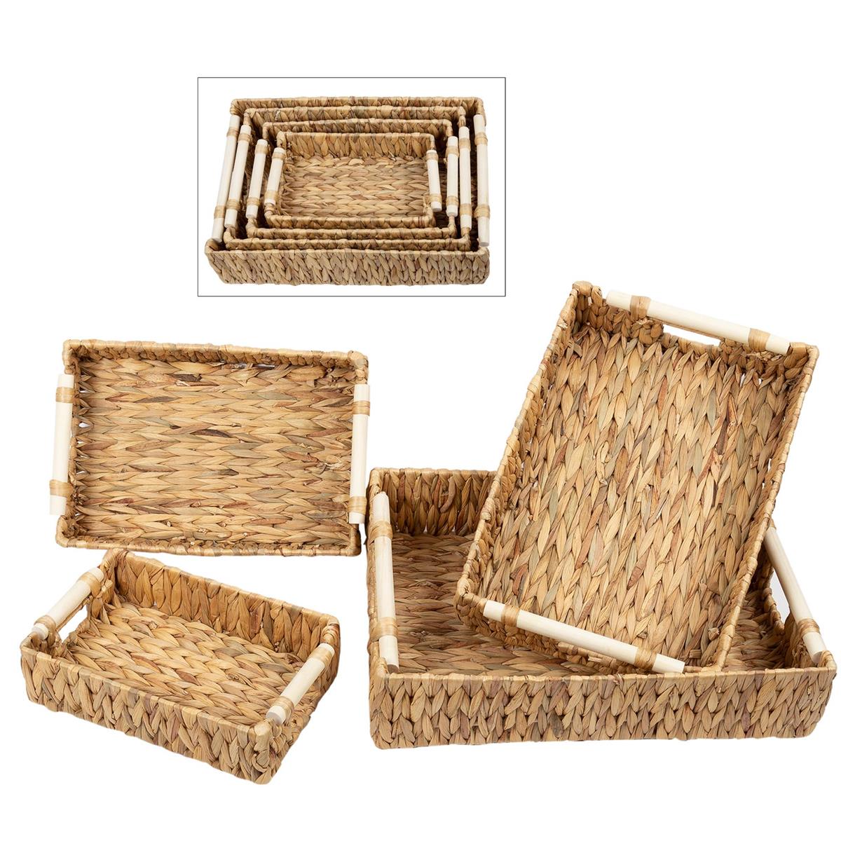 Water Hyacinth Tray w/ Wood Handle - L