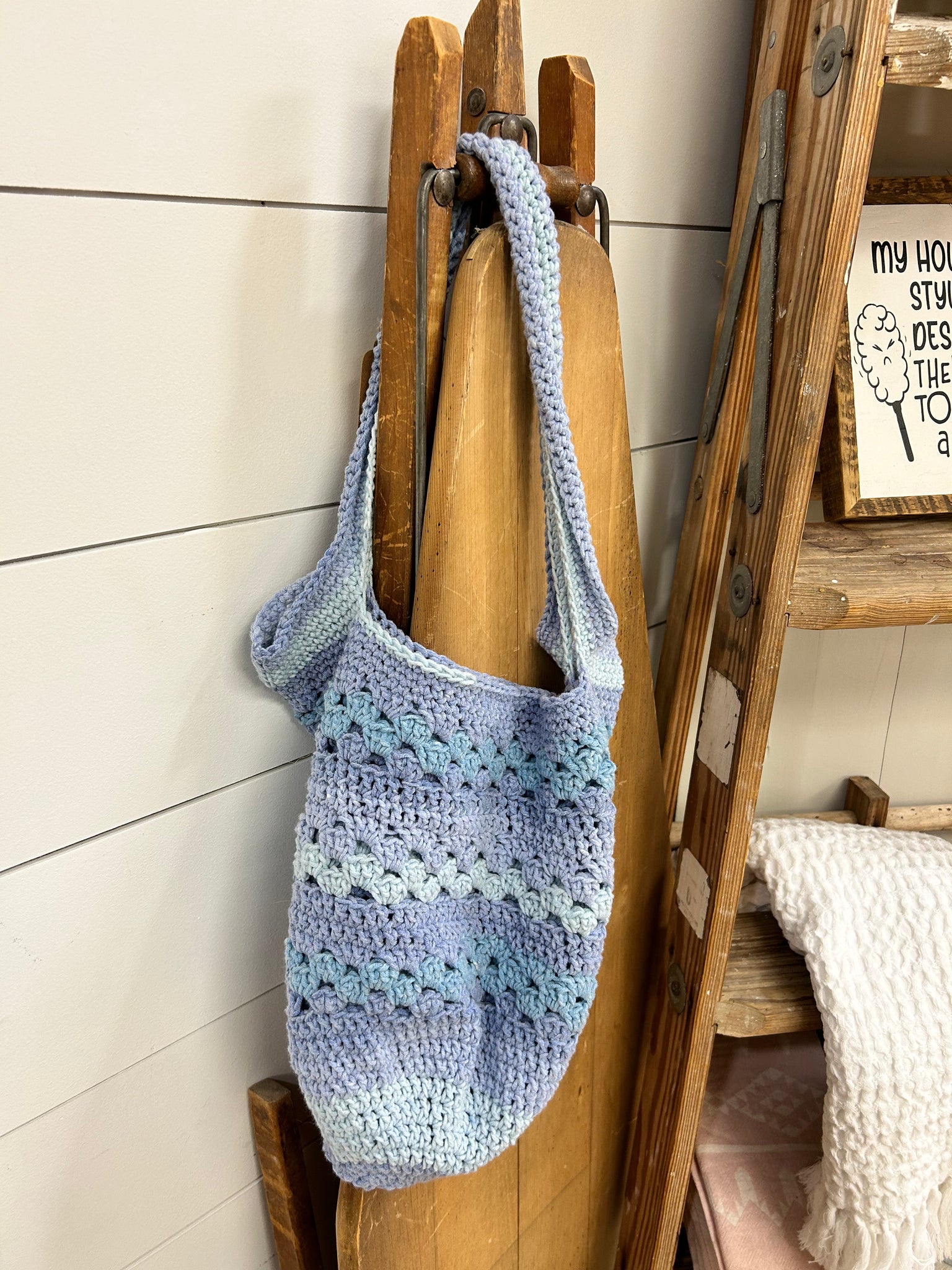 Crochet Market Bag - Shades Of Blue