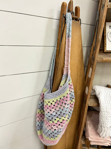 Crochet Market Bag - Lavender/Green/Pink/Blue
