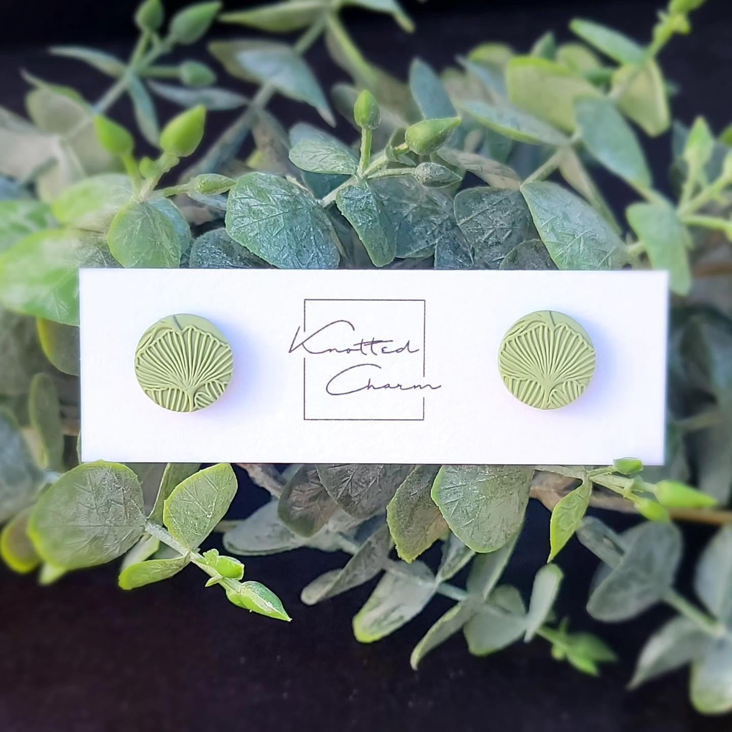 Patterned Stud- Gingko Green