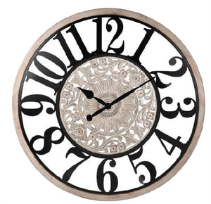 Wood/Metal Wall Clock -"