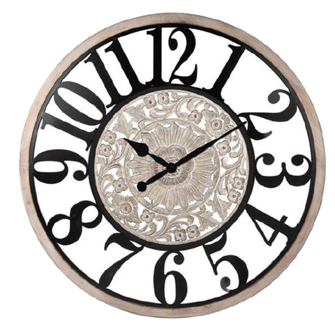 Wood/Metal Wall Clock -"
