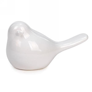 Large Glossy White Ceramic Bird Decor