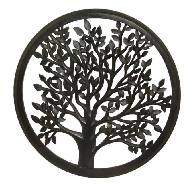 Wood Wall Art - Blooming Tree Round 24"