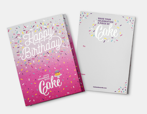 InstaCake Cards- Pink Happy Birthday w/Double Chocolate Cake