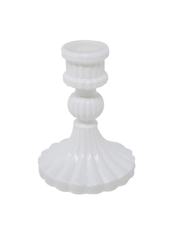 Glass Candle Holder - White