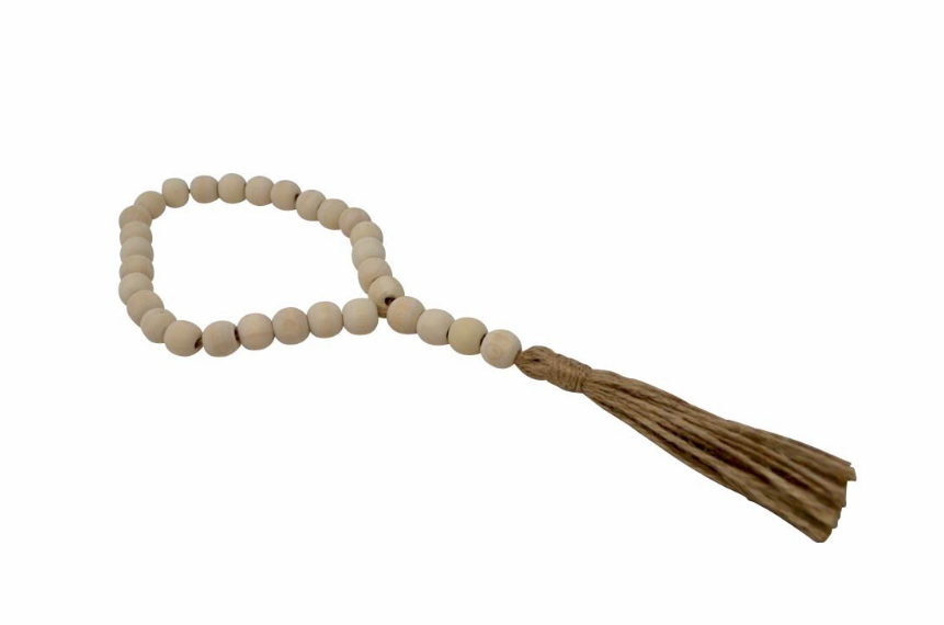 Natural Wood Looped Tassel Beads