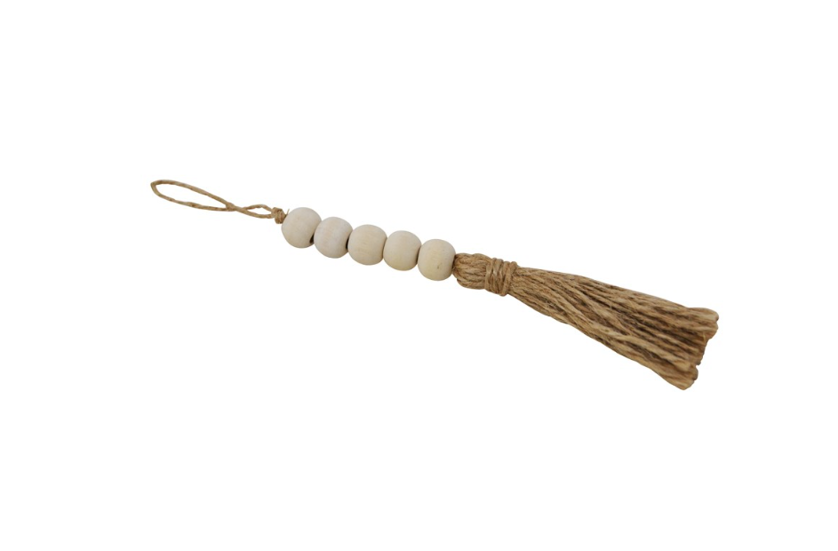 Tassel w/White Wooden Bead Details