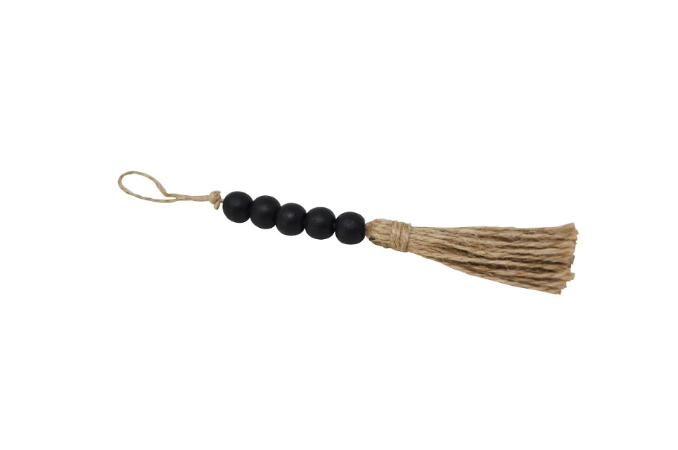 Tassel w/Black Wooden Bead Details