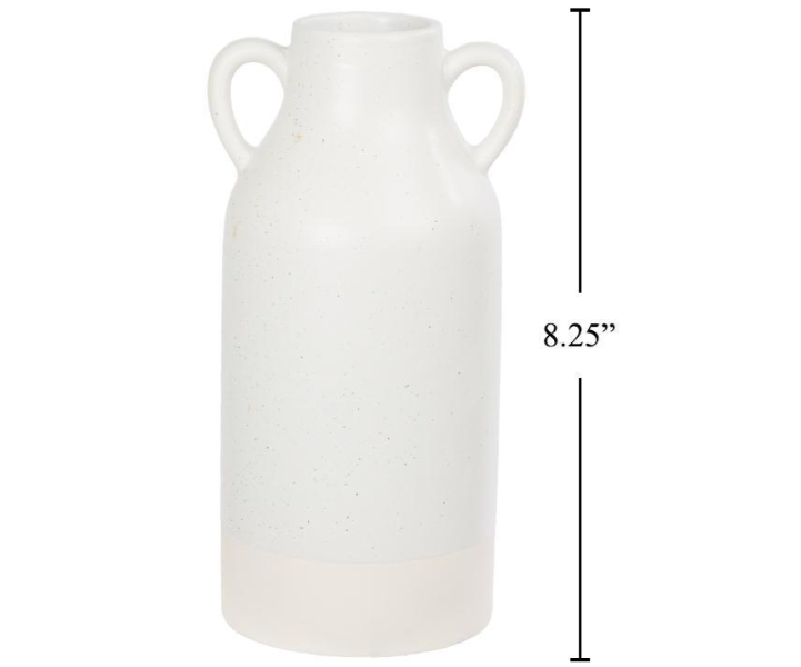 Farmhouse Modern Handle Vase - White Speckled