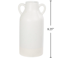 Farmhouse Modern Handle Vase - White Speckled