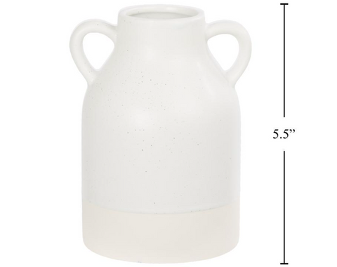 Farmhouse Modern Handle Vase - White Speckled