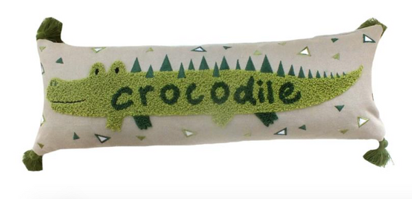 Embroidered Lumbar Pillow - Crocodile