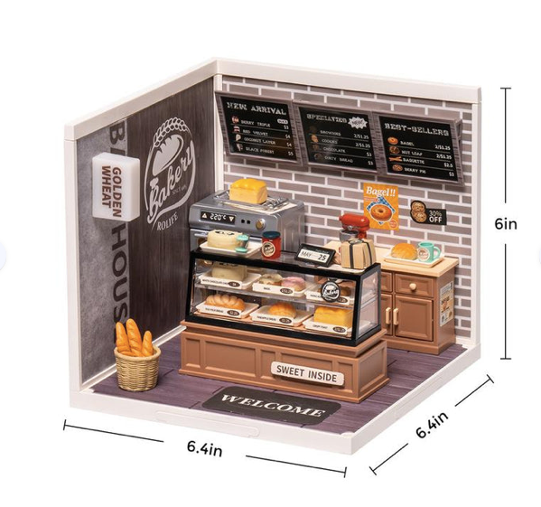 RoLife- Golden Wheat Bakery | Super Creator DIY Stackable Dollhouse Miniatures Kit