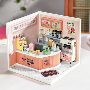 RoLife- Double Joy Bubble Tea | Super Creator DIY Stackable Dollhouse Miniatures Kit