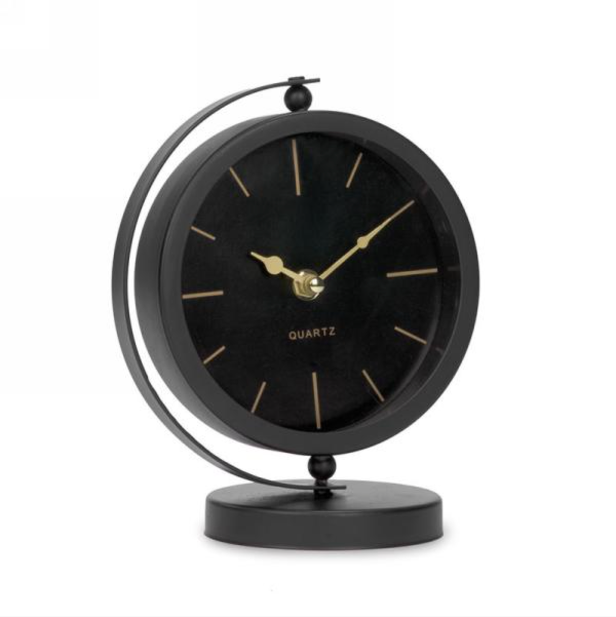 Black Metal Table Clock On Foot