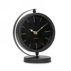 Black Metal Table Clock On Foot