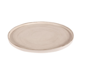 Blush Round Stained Wood Tray