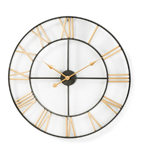 Round Wall Clock - Black & Gold