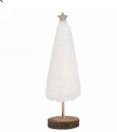 White Faux Fur Tree On Log
