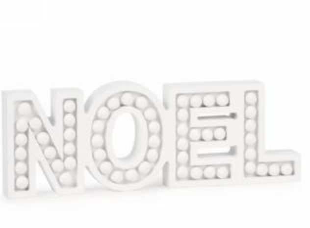 White Beaded NOEL Decor