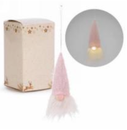 LED Pink Gnome Ornament