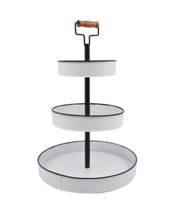 3 Tiered Serving Tray White Metal