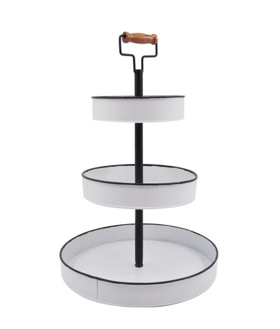 3 Tiered Serving Tray White Metal