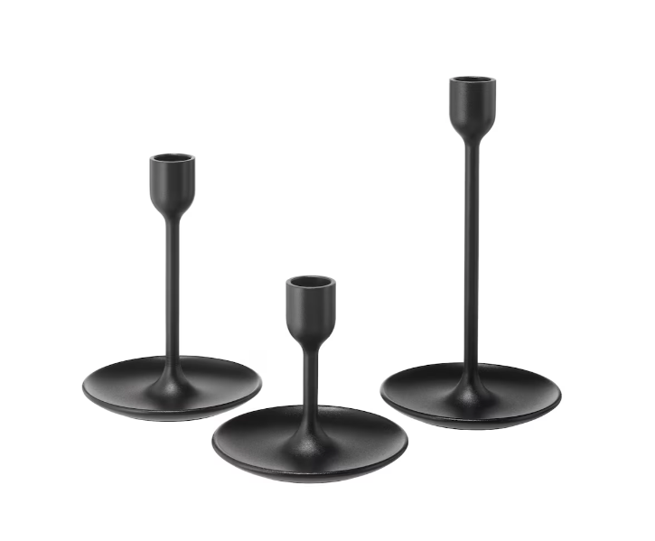 Set of 3 Candlesticks - Black