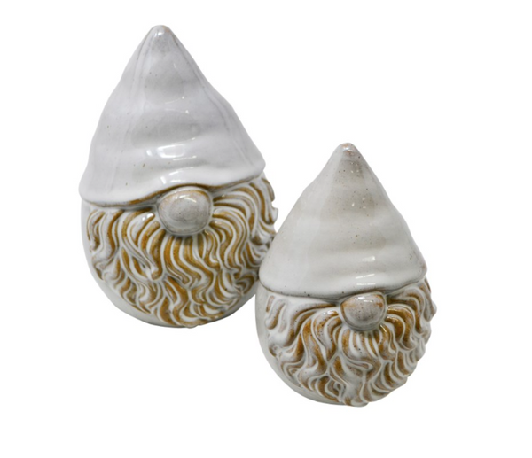 Ceramic White Glazed Gnome- Large