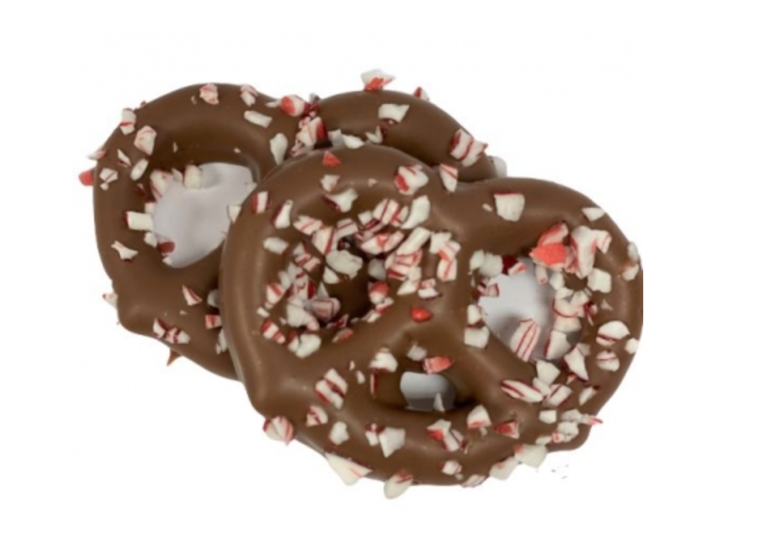 Milk Chocolate 3 ring pretzels with Peppermint (2pc)