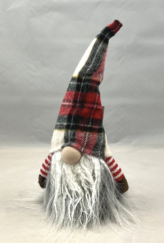 10" Gnome Head Decoration - Red Plaid