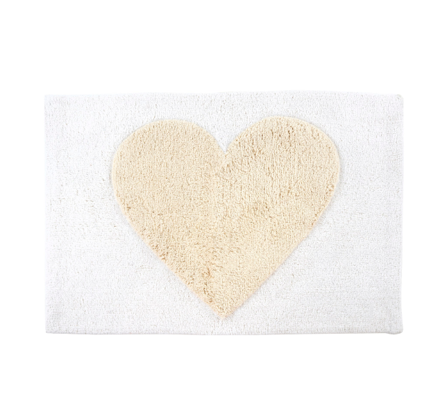 Heart Bath Mat- Cream Heart