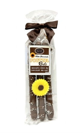 Milk Chocolate Covered Pretzels with Sunflowers