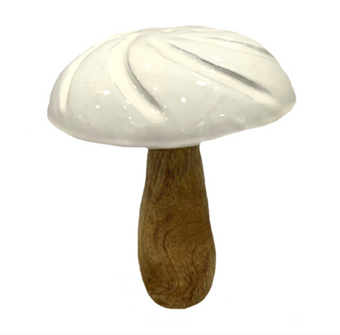 White Enamel Mushroom- Medium