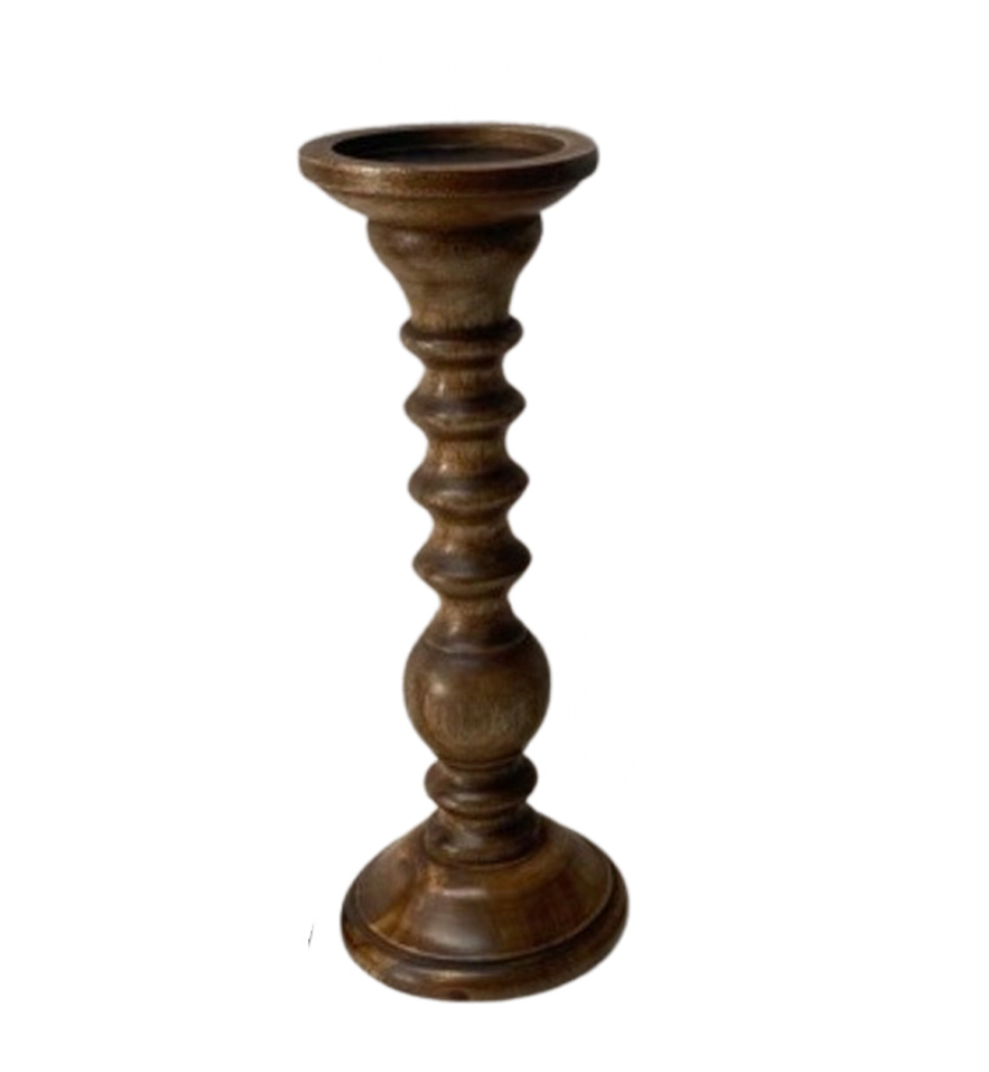 Dark Wood Candle Holder-Large