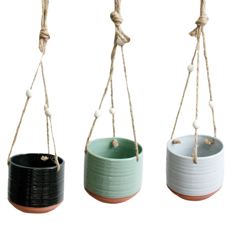 Assorted Hanging Planters With Jute