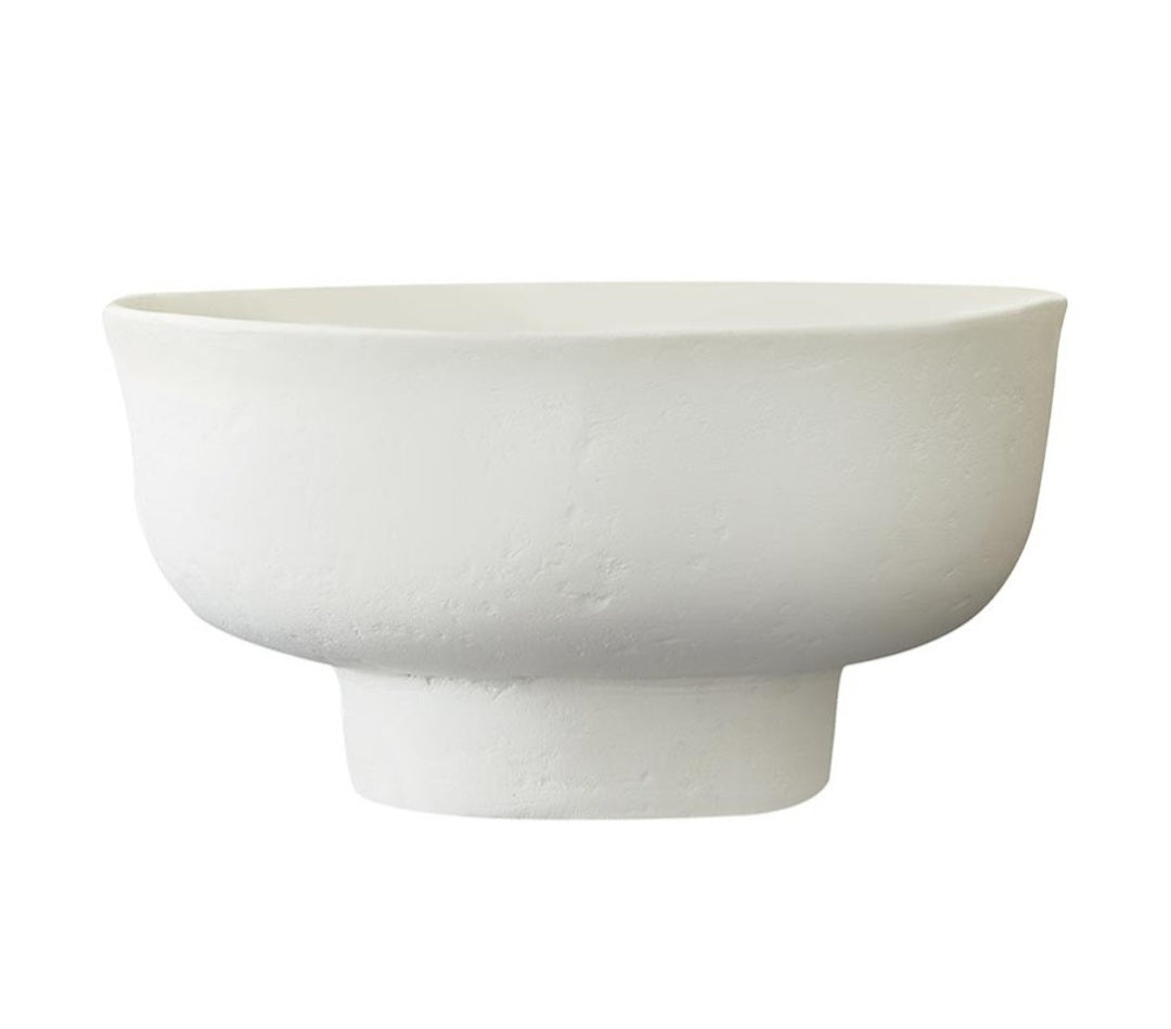 Paper Mache Decor - White Bowl