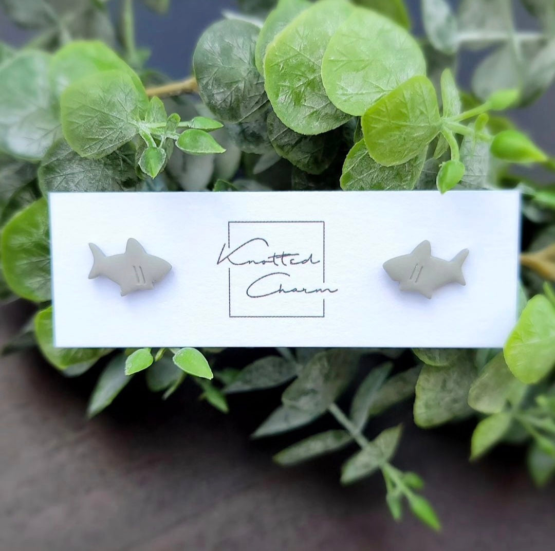 KC Shark Earrings - gray