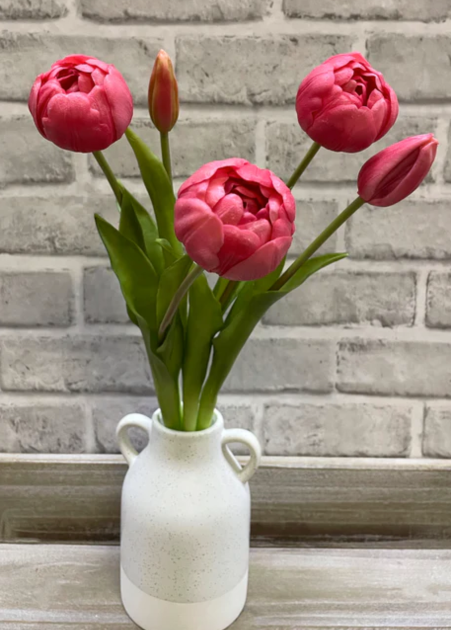 18"  Real Touch Rose Pink Peony & Tulip Bundle