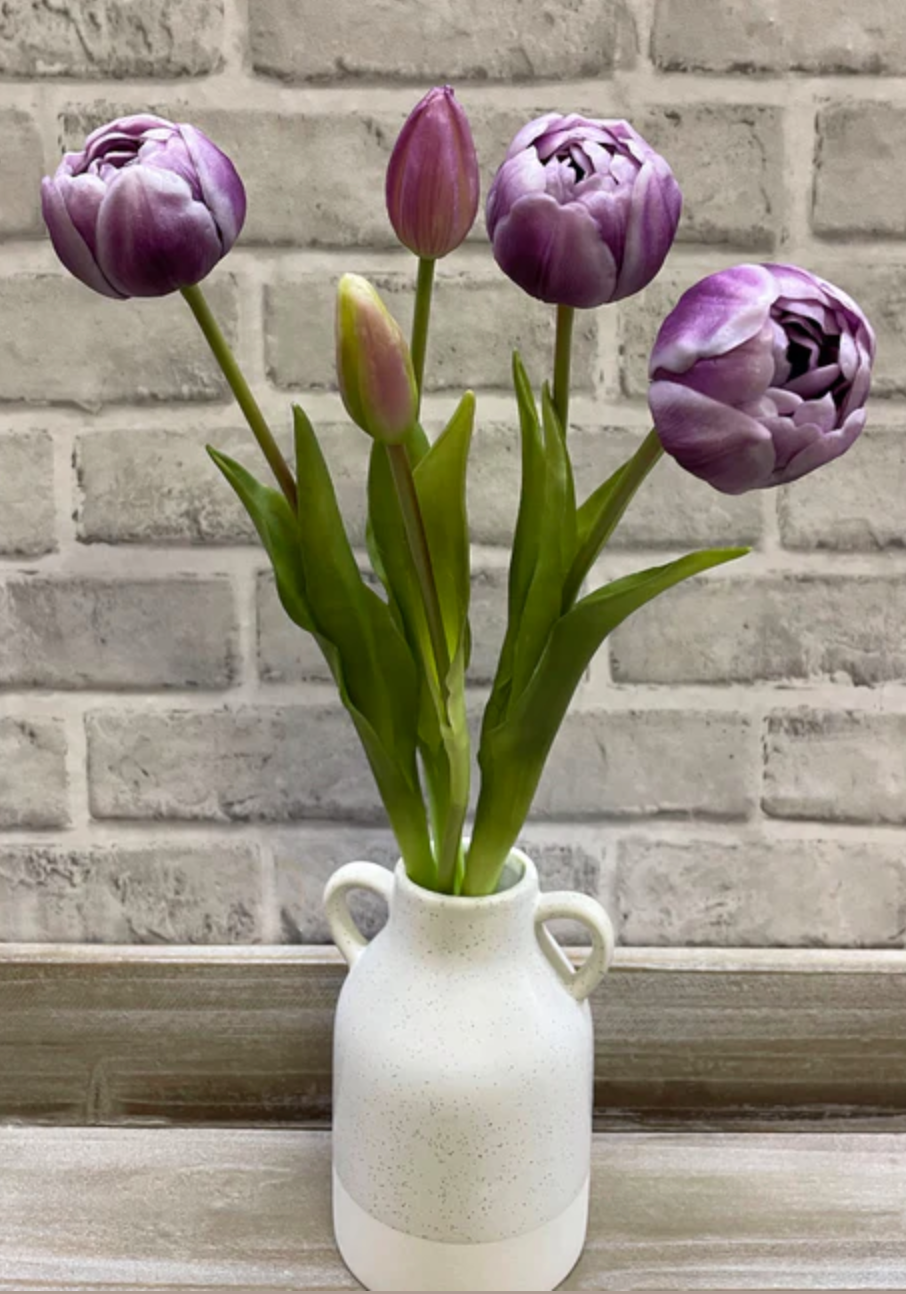 18"  Real Touch Lavender White Peony & Tulip Bundle