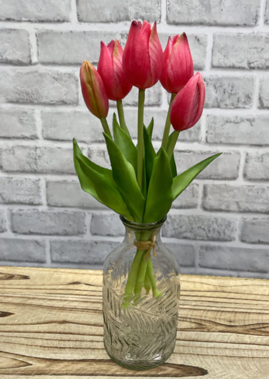 10' Real Touch Mini Rose Pink Tulip Bundle