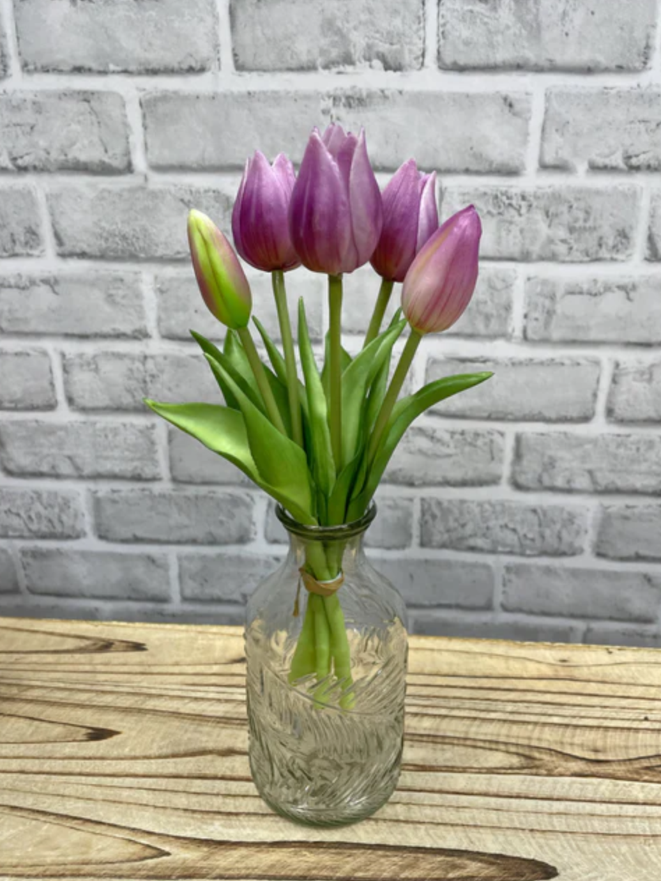 10' Real Touch Mini Lavender White  Tulip Bundle