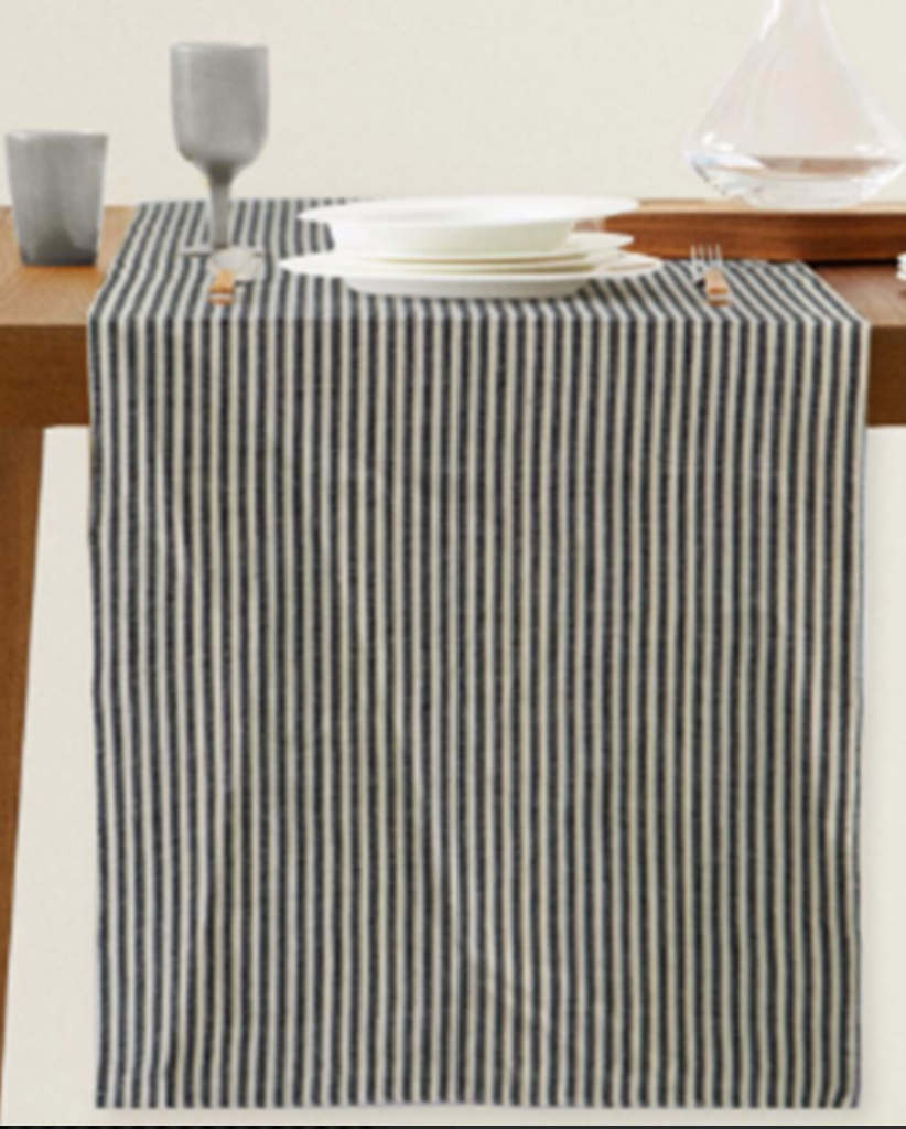 Thin multi striped table runner
