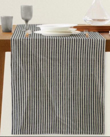 Thin multi striped table runner