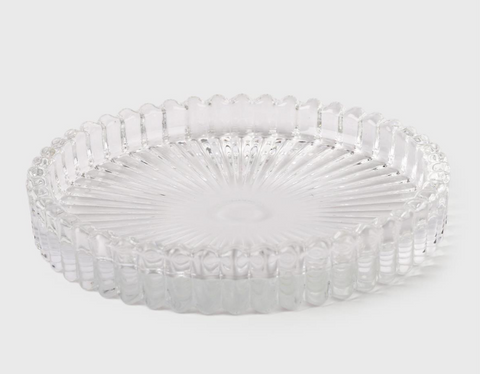 Clear Glass Candle Plate