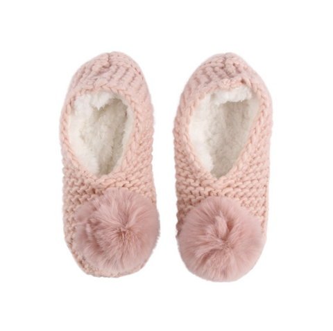 Chunky Knit Lounge Slipper - Blush