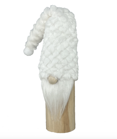 Wooden Gnome Deco w/White Hat