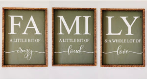 Rustic Family sign SET of 3